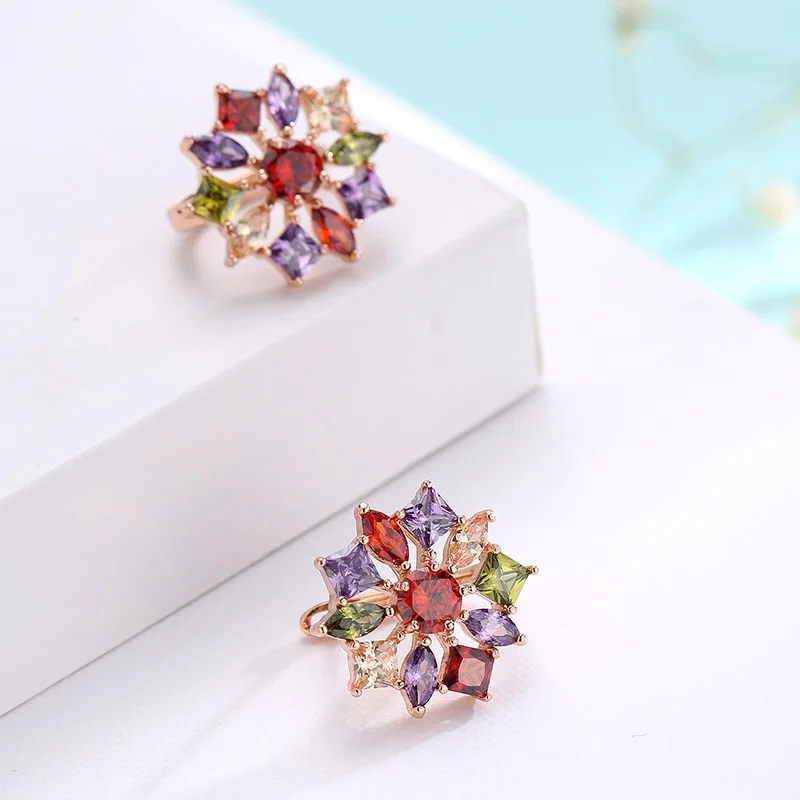 Комплект из колье и серёг цвета розового золота с фианитом|necklace earring set|brand jewelry