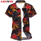 LONMMY 5XL 6XL Гавайские мужские рубашки, рубашка с цветочным принтом, социальные мужские повседневные рубашки, мужские модельные блузки, мужская одежда с цветочным принтом, лето 2018