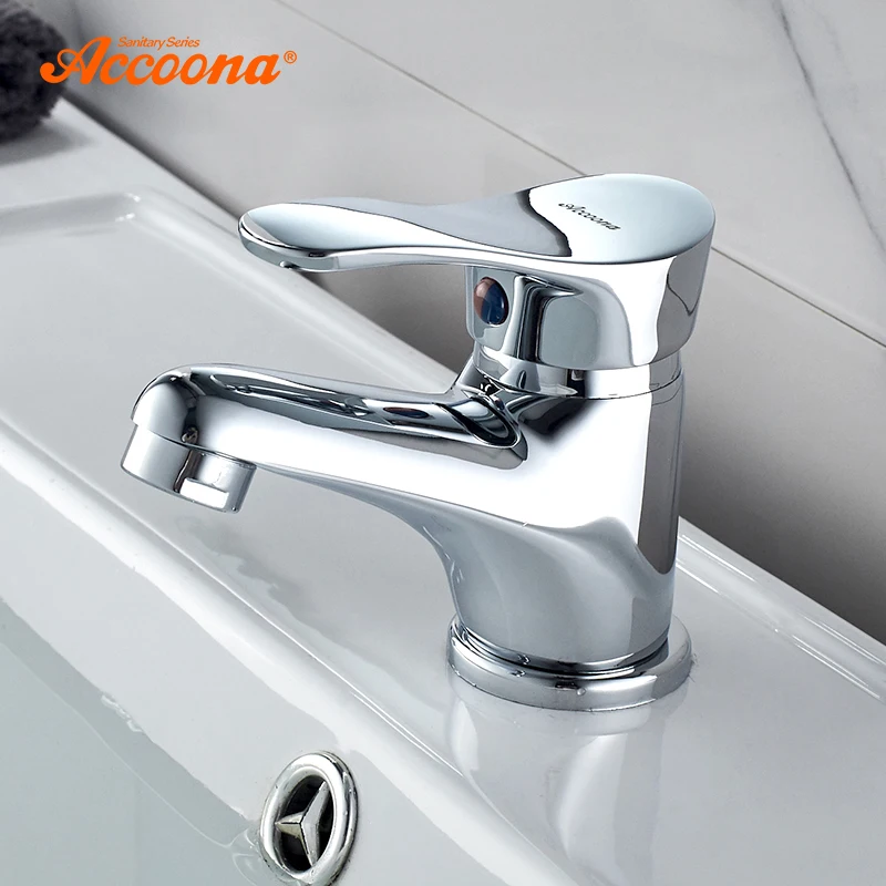 

Accoona Single lever Bathroom Faucet Chrome Polished Solid Brass Basin Mixer Tap Water Mixer Taps Basic Basin Faucets A9051