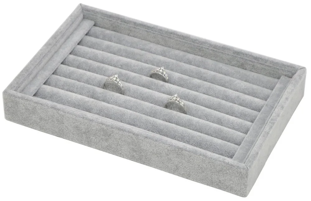 

Grey Stackable Small Velvet 7 Slots Ring Insert Cufflinks Earrings Trays Showcase Display Jewelry Storage Organizer