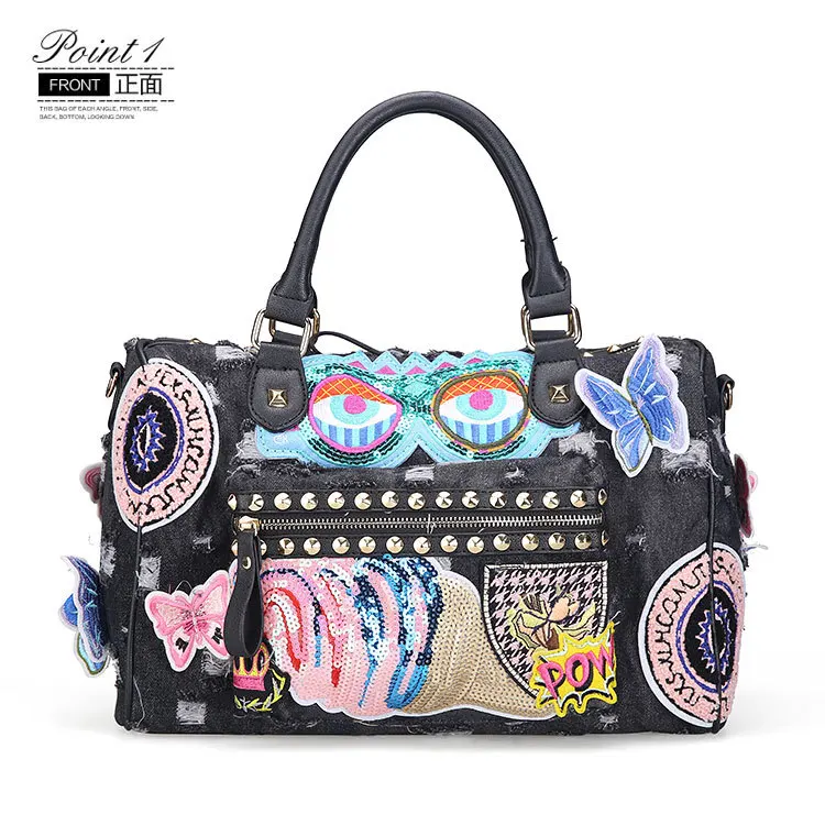 2017 джинсовые синие/черные/светло-голубые винтажные Модные женские сумочки ретро