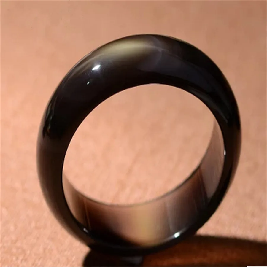 

Top Grade AAA New Fashion Jewelry Bangles Just One Black Obsidian Natural Stone Bangle For Women Inner Diameter 58mm