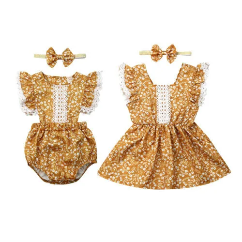 Летний безрукавный комбинезон с принтом для сестер платье повязка на голову |