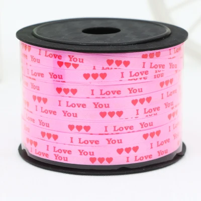 B-i love you pink 100 ярдов фольги латексные воздушные шары атласная лента рулон ленты для шариков День рождения Свадебные Декорации шарики аксессуары DIY Декор - Цвет: B-i love you pink