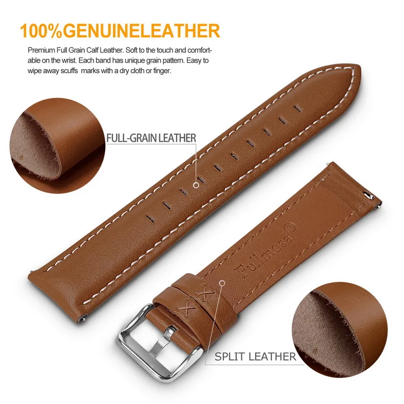 15 Colors of Cow Leather Watch Band Strap Wristband Belt for Men Women | Наручные часы