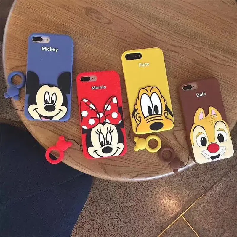 Cute Disney Minnie Couple Ring Rubber Silicone case Cover for iPhone X XS Max 8 7 6S Plus Shockproof |