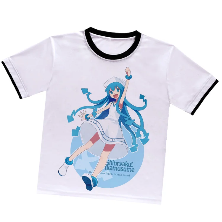 Футболка с японским аниме кальмар для девушек Ika мусуме белая футболка из