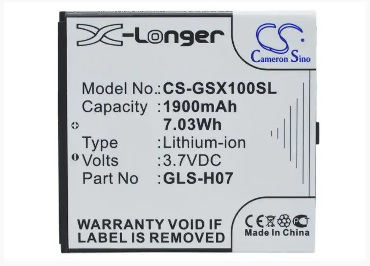 Аккумулятор Cameron Sino 1900 мАч для GIGABYTE Gsmart Simba SX1 29S01 10010 V00R GLS H07 GSMART SX1|Аккумуляторы