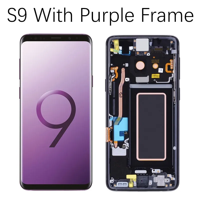 Purple Frame S9 AMOLED Дисплей для SAMSUNG Galaxy S9+ Plus LCD в сборе с тачскрином на рамке черный Пурпурный синий - Цвет: Purple Frame S9