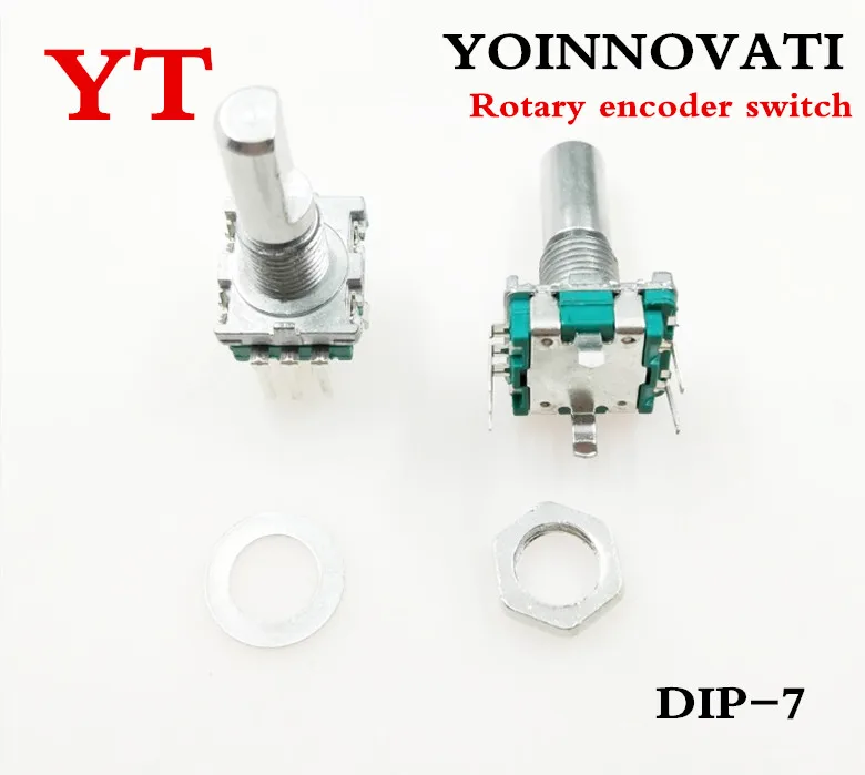 50PCS/LOT Rotary Encoder Switch EC11 360 Degree  Audio Digital Potentiometer Handle 15MM 20MM 5PIN Push Button Coding Switch