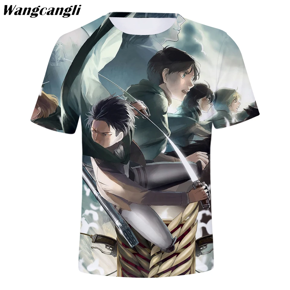Wangcangli 3D атака на Титанов футболка повседневные топы с короткими рукавами для
