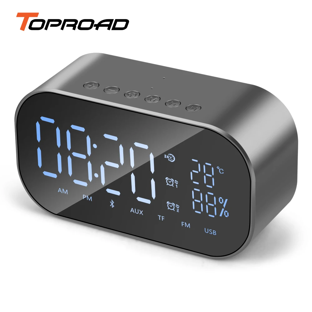 TOPROAD Часы Bluetooth динамик громкой связи беспроводной стерео музыкальный плеер