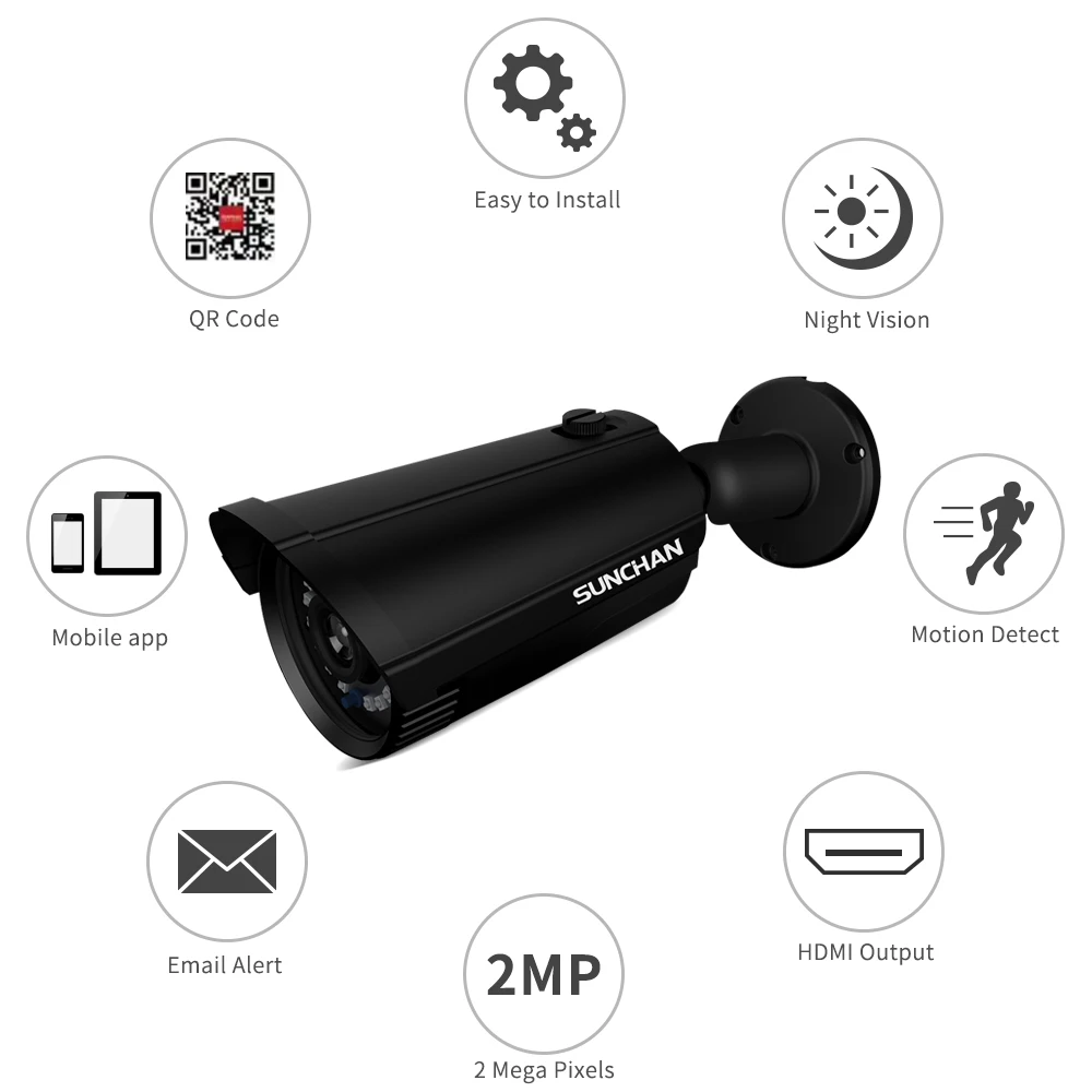 SUNCHAN H.264 8CH 2MP безопасности системный комплект для фотокамеры инфракрасный