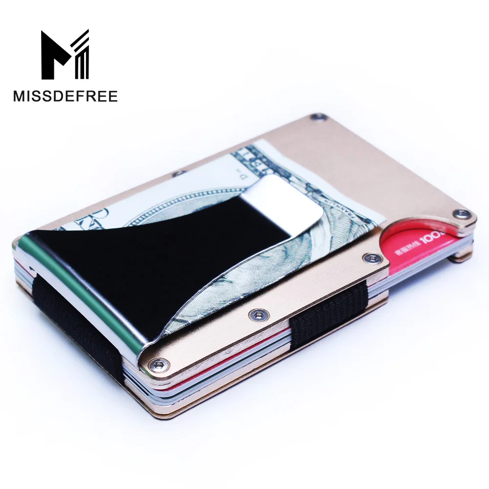 Алюминиевый кошелек Rfid блокирующий мини тонкий металлический кошелек с защитой от помех ID Чехол для кредитных карт защитный зажим для денег держатель для карт