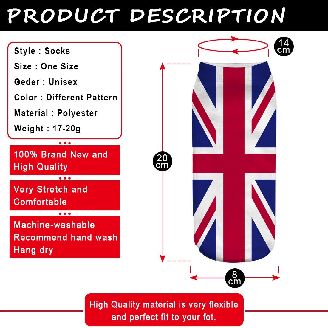 Бег цыпленок 3D с рисунком флага для девочек носки чемпионата мира по футболу