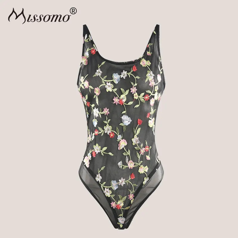 Женский кружевной комбинезон Missomo Modis прозрачный большого размера с сеточкой для