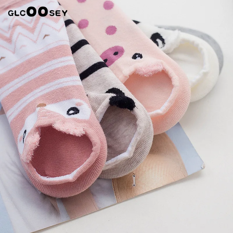 Милые хлопковые носки с животными Женские летние короткие изображением