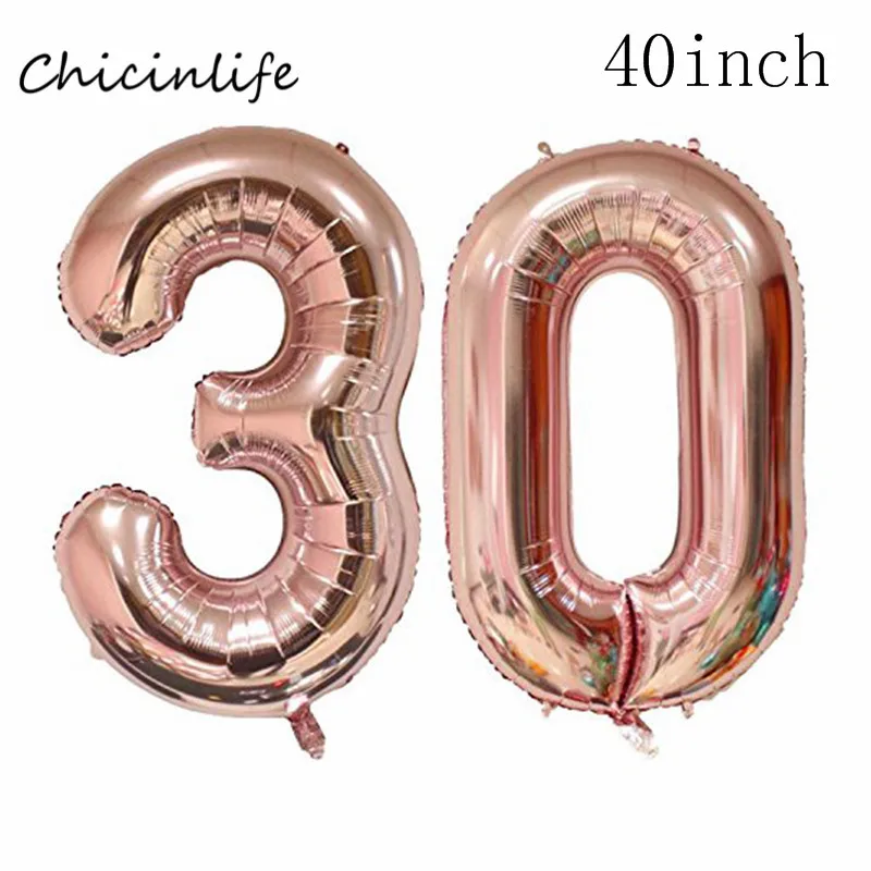 30 Корона из розового золота 30 40 50 лет шары на день рождения 30th 40th 50th День Рождения украшения Сердце Звезда с днем рождения - Цвет: 30