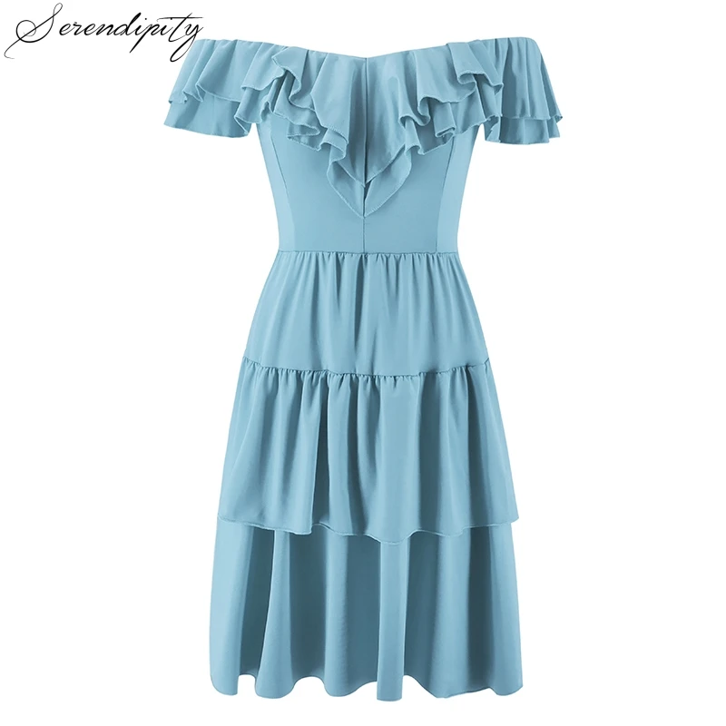 SRDP мини платье с открытыми плечами и оборками летнее праздничное пляжное красное