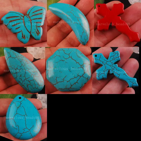 Бесплатная доставка красивые ювелирные украшения красная синяя Howlite крест
