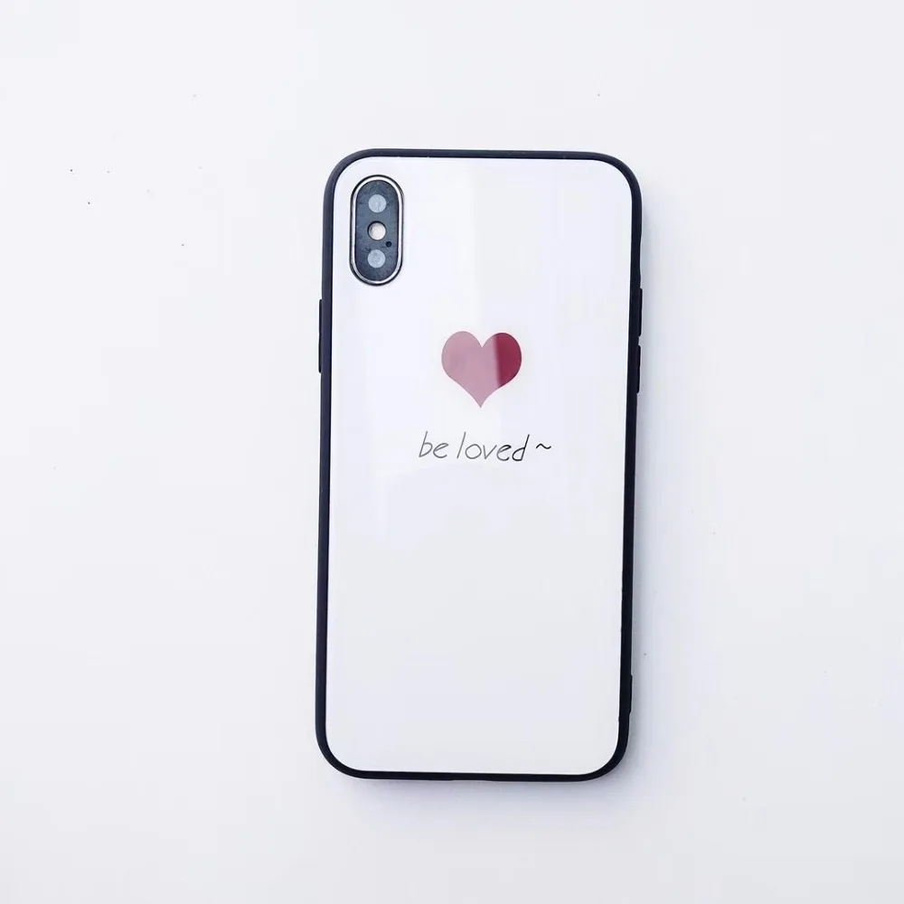Роскошные любящее сердце Стекло чехол для iPhone X 7 7plus 6 6s 8 plus TPU рамки гладкой