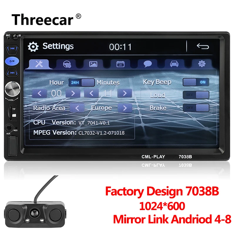 radio with pz451 Новое заводское 7038B 2din автомобильное радио " Bluetooth автомобильное стерео радио аудио медиа Автомобильный мультимедийный MP5 плеер с Android зеркальное соединение - Цвет: radio with pz451