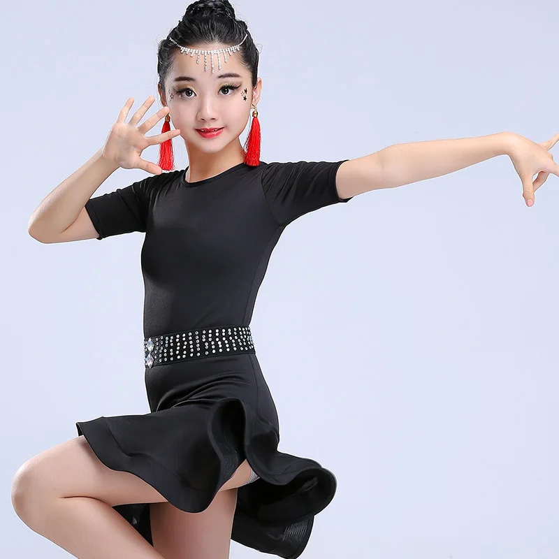 

Latin Dance Dress for Girls Competition Ballroom Salsa Dresses Kids Rumba Samba Spandex Children Tango Skirt Costume Backless