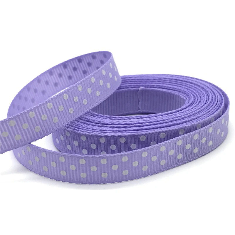 Light purple 5 ярдов/партия 3/8 ''10 мм корсажная лента с принтом в горошек бант для волос вечерние, рождественские, свадебные украшения DIY швейная ткань - Цвет: Light purple
