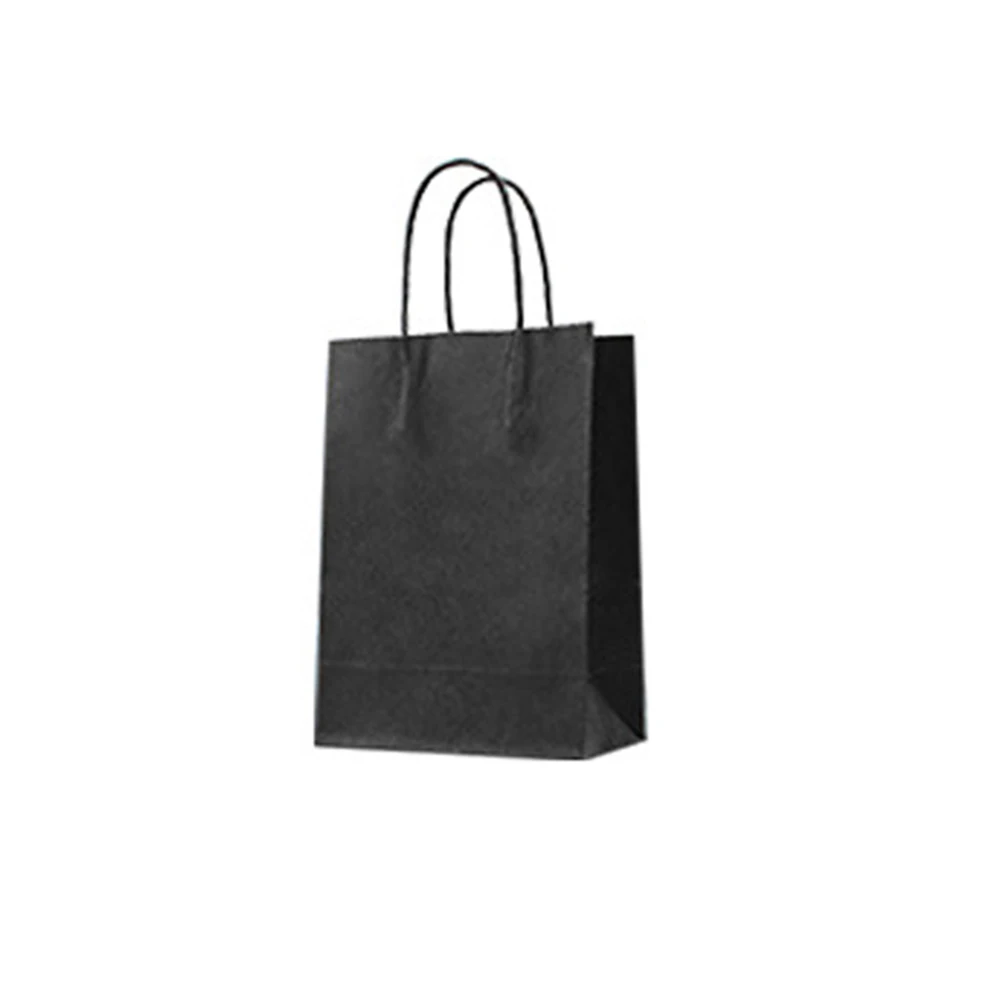 Черный Reusable Paper Twist Handle Shopping Bag Casual Solid Color Foldable Grocery Eco Bags Multicolor Party And Gift Tote Bag - Цвет: Черный