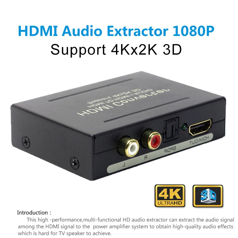 AIXXCO HDMI в HDMI сплиттер аудио экстрактор конвертер в оптический Toslink SPDIF+ RCA L/R стерео аналоговый конвертер Поддержка 4 к x 2 к