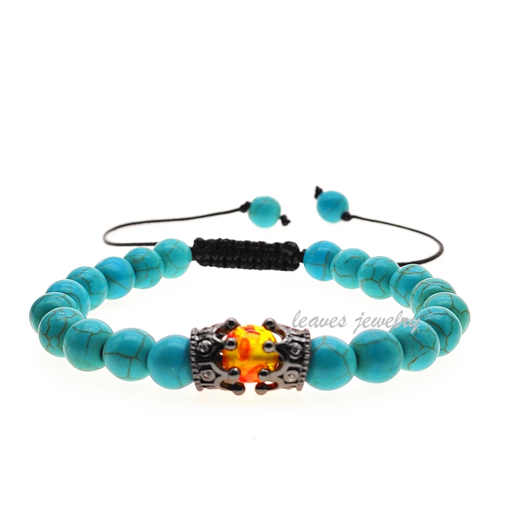 Модные мужские и женские каменные 8 мм бусины браслет проложить настройки Черный