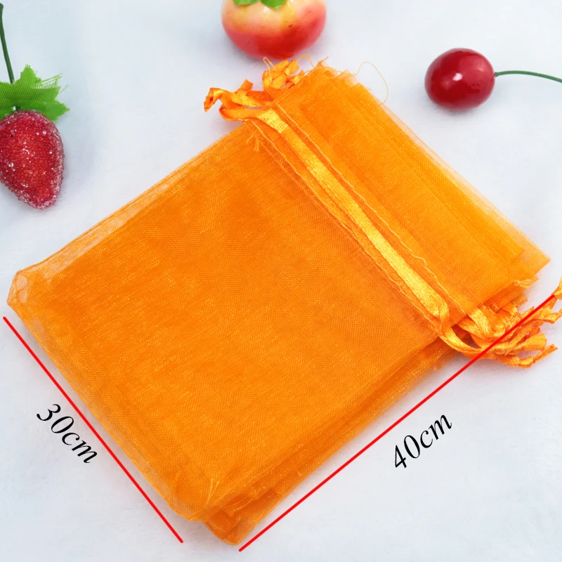 

50pcs/lot Orange Color Organza Bags 30x40cm Wedding Favors Boutique Cosmetic Jewelry Packaging Bags Large Drawstring Gift Bag