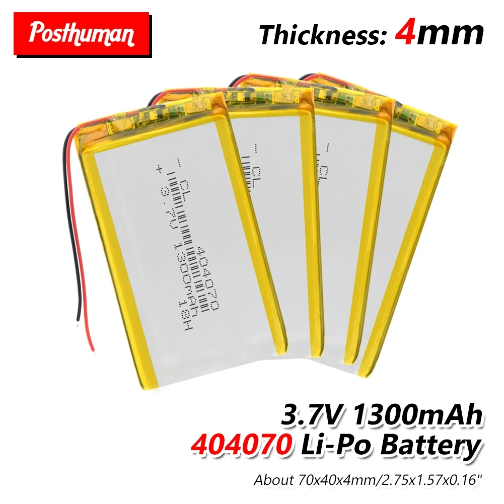 Полимерная батарея 1300 mah 3,7 V 404070 литий-ионная аккумуляторная батарея для умного дома dvr, gps, mp3, mp4, MID PDA psp power Bank, электронная книга - Цвет: 4 Pieces