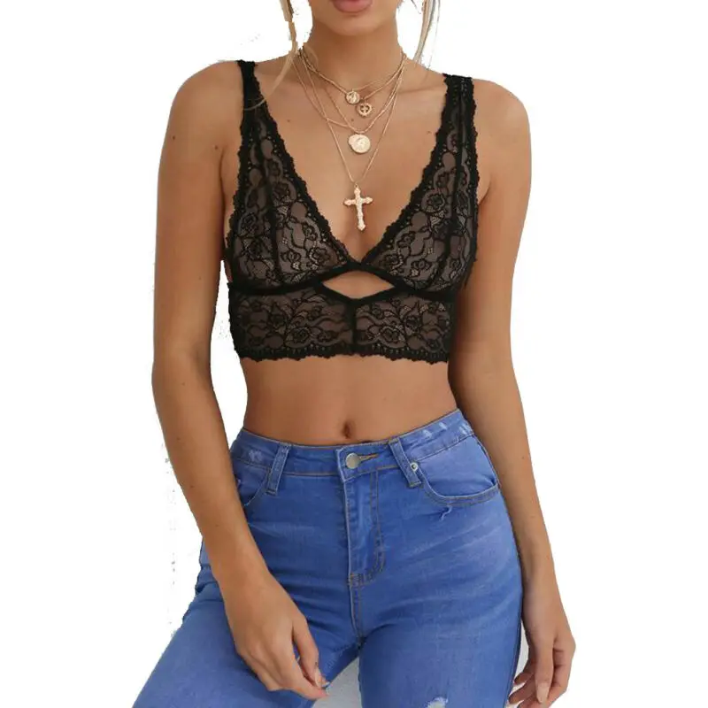 

Women Solid Bralette Bustier Sheer Lace Bra Tops Lingerie Corset Lace Ultrathin Unlined Bra Shirt Vest Seamless Underwear M-XXL