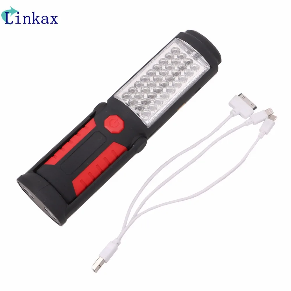 36 + 5 Led Рабочая лампа USB Перезаряжаемый фонарик Магнитный аварийный портативный