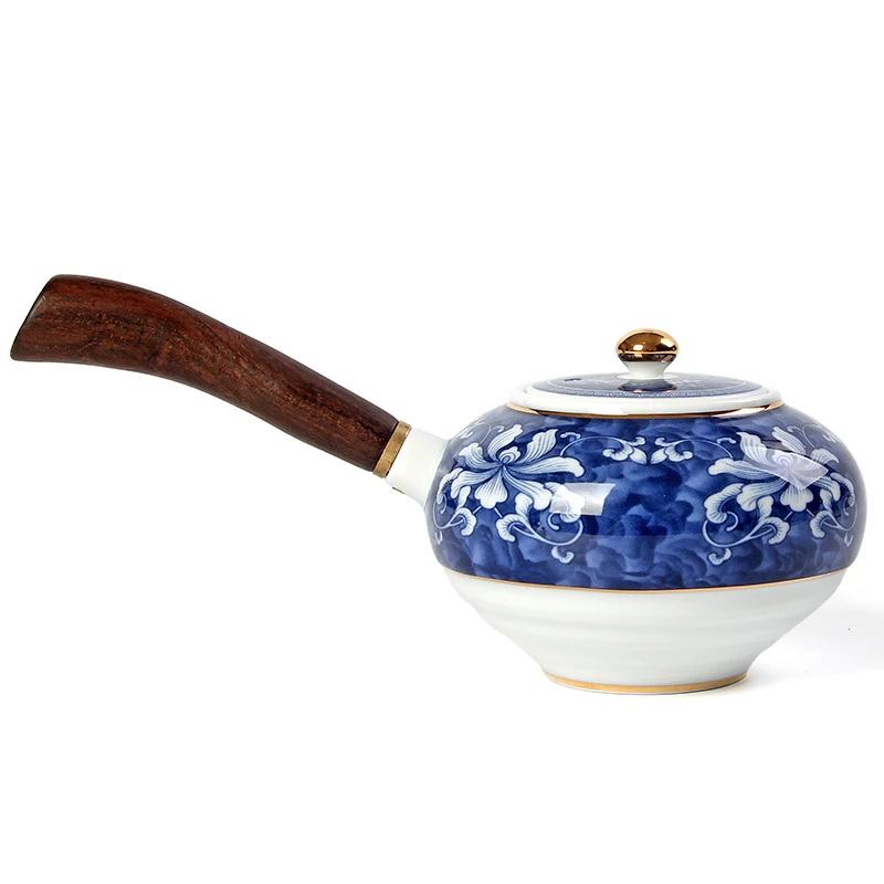 210 мл чайник в китайском стиле керамический синий и белый фарфор эбеновая ручка
