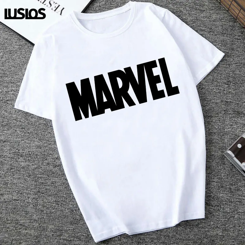 LUSLOS Cartton Marvel Футболка с принтом женская белая Повседневная футболка с буквенным принтом женская уличная футболка с супергероями