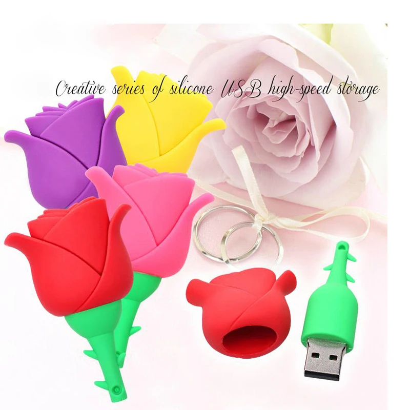Модный USB флеш накопитель с цветами флешка 16 ГБ модный розовый 8 Флешка 32 64 карта