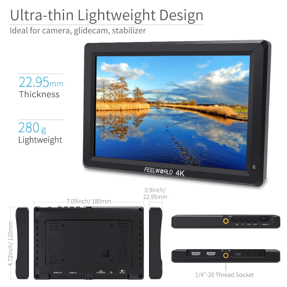 FEELWORLD T756 7 &quot4 K монитор на камере с HDMI входом/выходом ips Full HD 1920x1200 для DSLR Canon sony Nikon