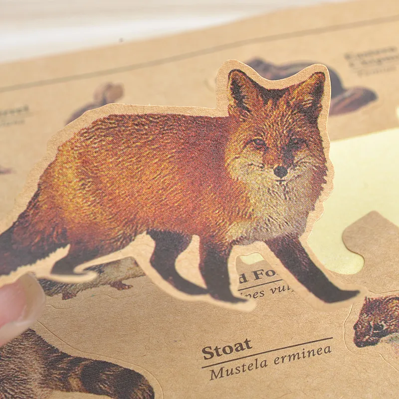 1 х винтажная крафт бумага с мультяшным животным наклейки для скрапбукинга