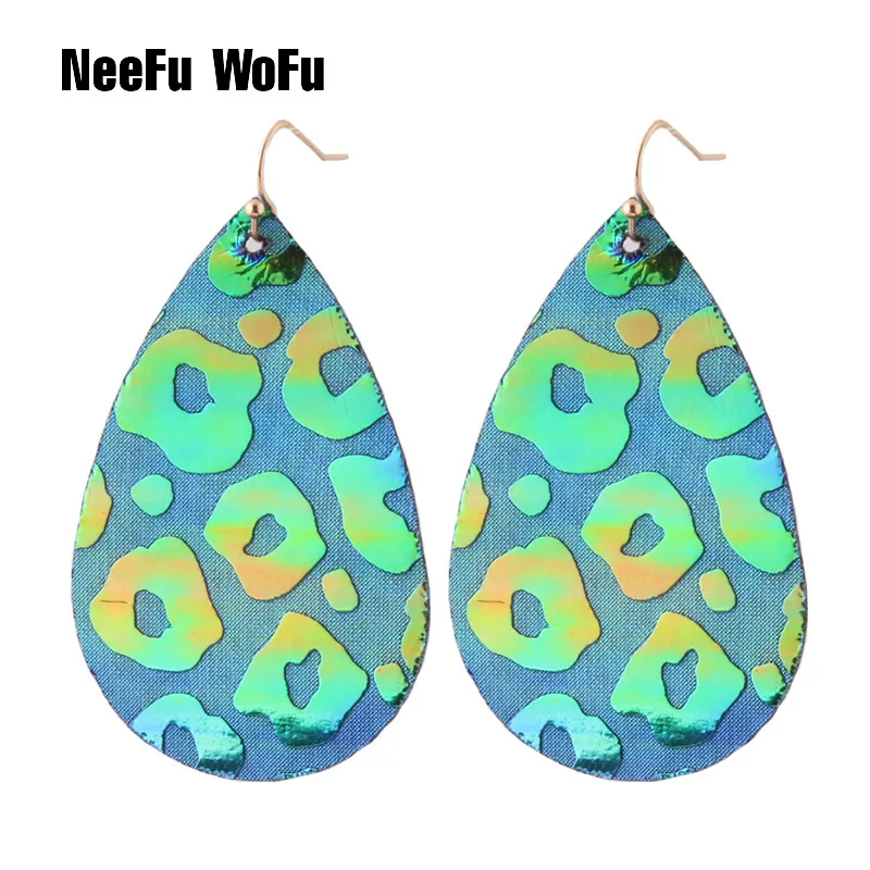Женские кожаные серьги NeeFu WoFu брендовые медные серьги-подвески с леопардовым