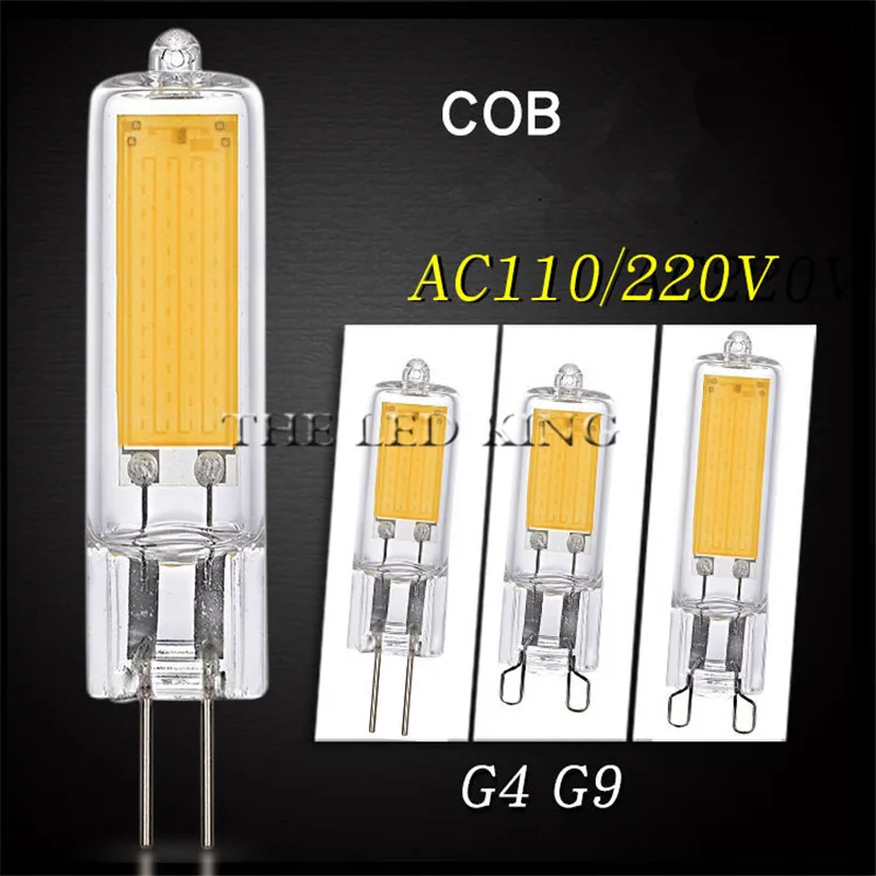 Новый G9 светодиодный светильник с регулируемой яркостью 110V 220V G4 COB лампа Стекло