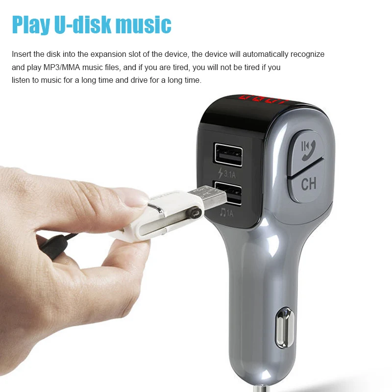 Автомобильный MP3-плеер Bluetooth Dual usb зарядка зарядное устройство Обнаружение