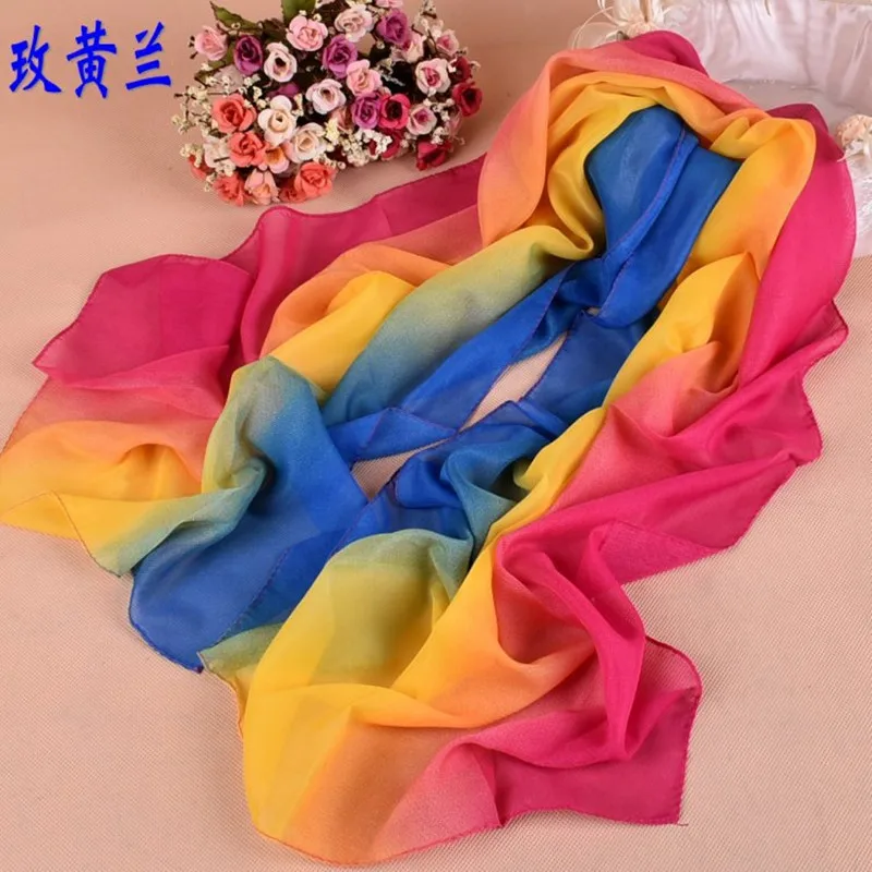 1 шт. Модный стильный элегантный шарф радужного цвета женские длинные шифоновые