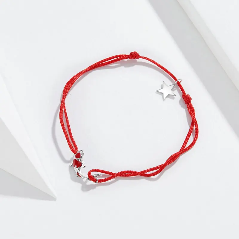 Lucky carp Red Rope 925 серебряный браслет для женщин модные простые ювелирные изделия Свадебные Рождественские