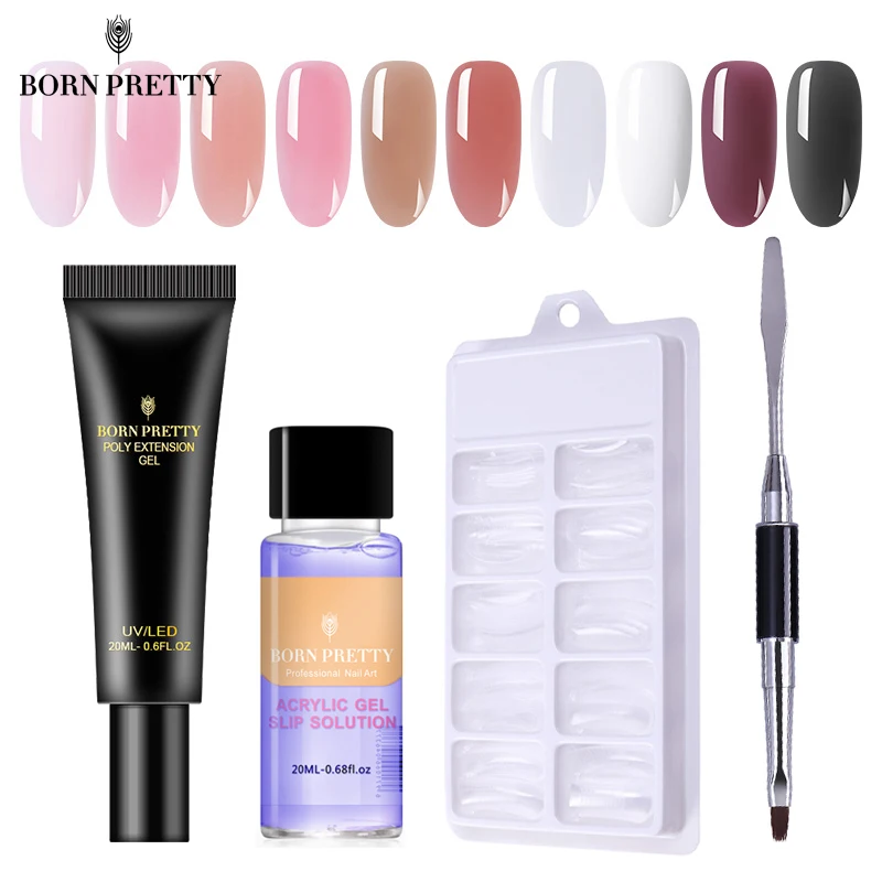 От BORN PRETTY-4 шт./компл. розового, светло-бежевого цвета Quick Nail здания поли гель для ногтей комплект 20 мл желе строитель палец Удлинительный УФ-гель лак
