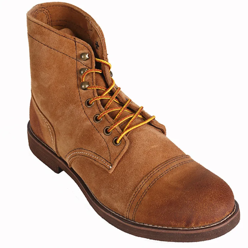 

Suede oxford sewing motorcycle platform tooling boots fashion retro lace up ankle male short Boots
