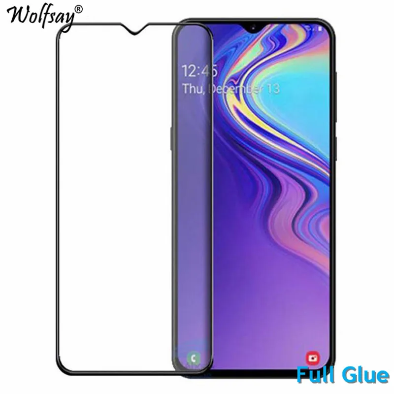 2 protectores de pantalla de pegamento completo para Samsung Galaxy M10, cubierta completa de vidrio templado para Samsung Galaxy M10 9H 2.5D, pel&iacute;cula Premium-0