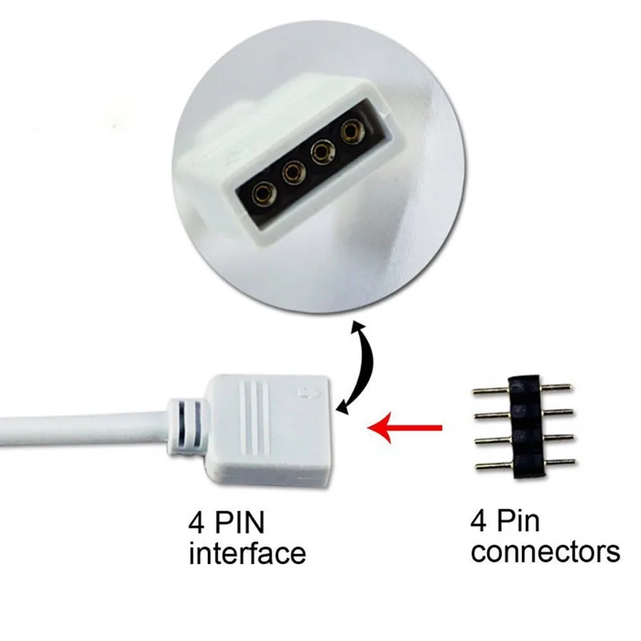 10 мм 4pin RGB Светодиодная лента Расширение линии подключения питания от 1 до 2/3/4 для