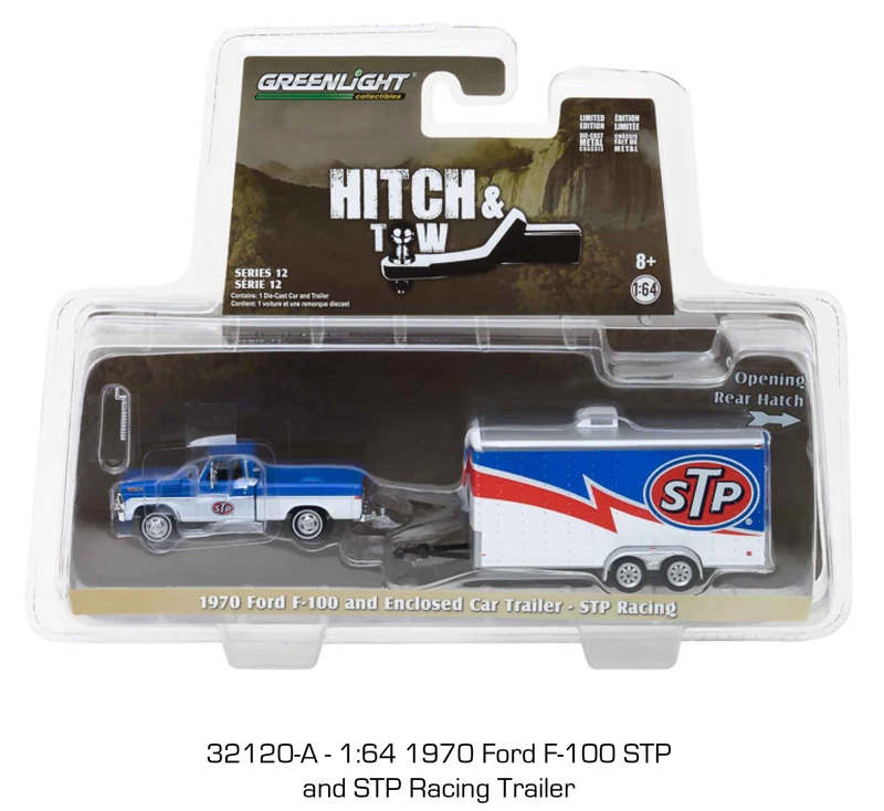 GreenLight 1:64 1970 Ford F 100 и гоночный автомобиль Прицеп сплав игрушечный игрушки для